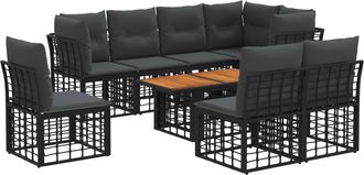 vidaXL Conjunto De Sof&aacute;s De Jard&iacute;n 9 Uds. Negro Y Gris Oscuro Vidaxl