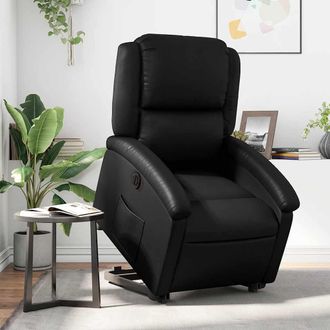 vidaXL Vidaxl - Sill&oacute;n Reclinable Elevable El&eacute;ctrico De Cuero Sint&eacute;tico Negro