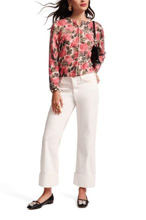 Frances Valentine Smarty Cuffed Jeans Solid Denim in White at Nordstrom, Size 14