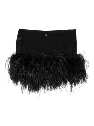 The Attico Minigonna con piume - Nero