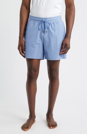 Daniel Buchler Pinstripe Seersucker Pajama Shorts in Blue Stripe at Nordstrom, Size Xx-Large