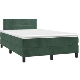 vidaXL Vidaxl - Cama Box Spring Colch&oacute;n Y Led Terciopelo Verde Oscuro 120x200cm