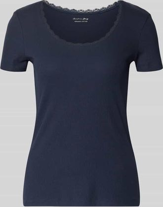 Christian Berg Pyjama-Oberteil mit Spitzenbesatz in Dunkelblau, Gr&ouml;&szlig;e XXL