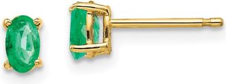 Diamond2Deal 14k Yellow Gold Emerald Earrings