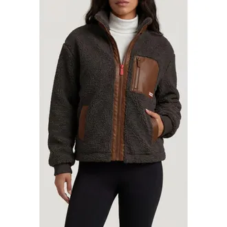 Hunter Emma High Pile Fleece Jacket in Brownie at Nordstrom, Size X-Large