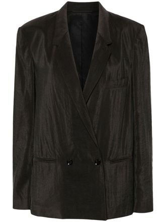 Christophe Lemaire Blazer met dubbele rij knopen van zijdeblend - Bruin