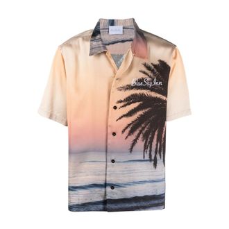 Blue Sky Inn Grafische Print Logo Shirt - Heren - Korte mouwen Overhemden - Veelkleurig - S - Overhemden