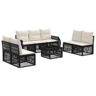 vidaXL Conjunto De Sof&aacute;s De Jard&iacute;n 8 Pcs Negro Y Blanco Crema Vidaxl