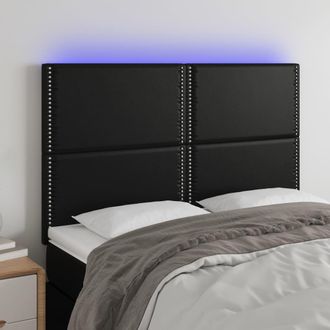 vidaXL Cabecero Con Luces Led Cuero Sint&eacute;tico Negro 144x5x118/128 Cm Vidaxl
