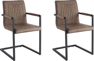 Beliani Beliani - Juego de 2 sillas de comedor en voladizo silla tapizada en piel sintética marrón oficina sala de conferencias Brandol