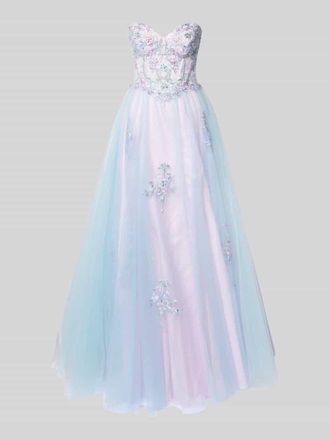 Unique Abenkleid aus T&uuml;ll mit Stitchings in Hellblau, Gr&ouml;&szlig;e 32