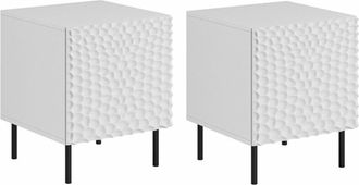 Mirjan24 Mobilier1 - Conjunto De Mesitas De Noche Charlotte 172, Blanco + Negro, N&uacute;mero De Cajones: 0, N&uacute;mero De Puertas: 0, 54x44x41cm, Aglomerado Laminado, M