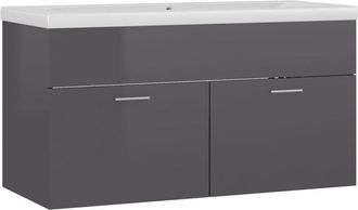 vidaXL Mueble con lavabo madera de ingeniería gris brillante vidaXL