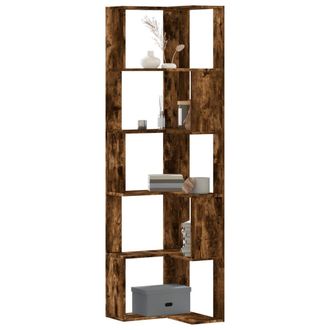 Berkfield Home Corner Bookcase 5-Tier Smoked Oak 50x50x179 cm Engineered Wood in Brown | Size: 50 x 50 x 179 cm