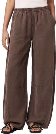 AllSaints Jett Wide Leg Pull-On Pants in Plum Brown at Nordstrom, Size 10 Us
