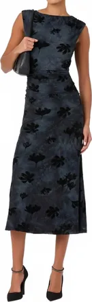 Astr Tionne Floral Midi Dress In Teal Black