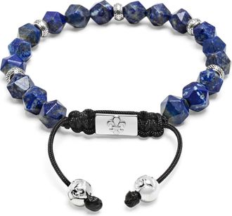 Nialaya Sterling Silver Beaded Bracelet in Blue at Nordstrom, Size Medium