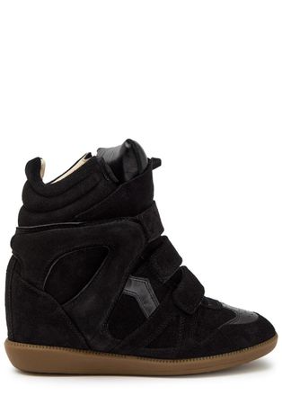 Isabel Marant Bekett Panelled Leather and Suede Sneakers - Black - 38 (IT38/ UK5)