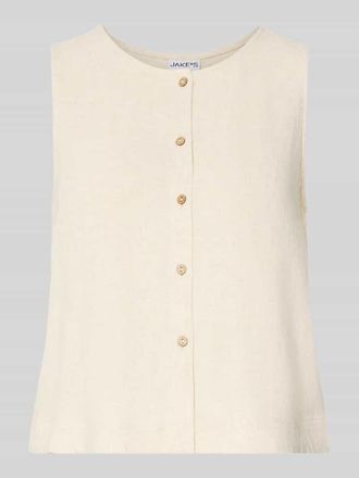 Jake*s Casual Bluse aus Viskose-Mix mit Knopfleiste in Beige, Gr&ouml;&szlig;e 42