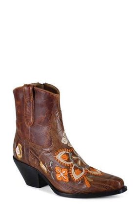 Diba Cains Ville Embroidered Western Boot in Brown/Orange at Nordstrom Rack, Size 6.5