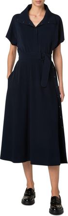Akris Belted Midi Polo Dress in Navy at Nordstrom, Size 12