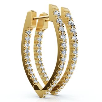 Pompeii3 90Ct Diamond Hoops Inside Outside Gold Lab Grown 1 Tall