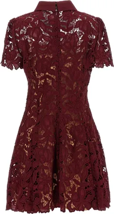 Self Portrait Floral Lace Dress - Burgundy