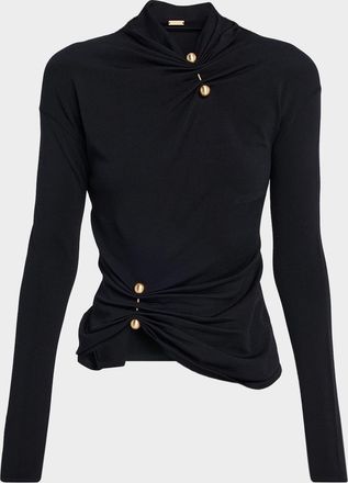 Cult Gaia Callie Pierced Ruched Knit Top