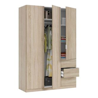 Habitat et Jardin Armario 3 Puertas - Dormitorio Roble Marr&oacute;n 52x135 Cm