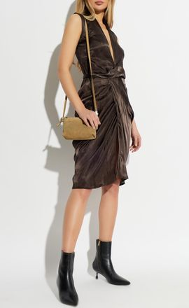 Rick Owens Sleeveless Wrap Dress, Womens, Brown