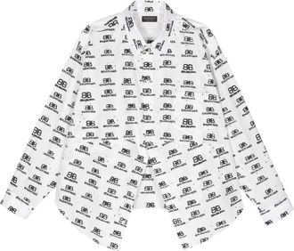 Balenciaga logo-print shirt - women - Cotton - 38 - White