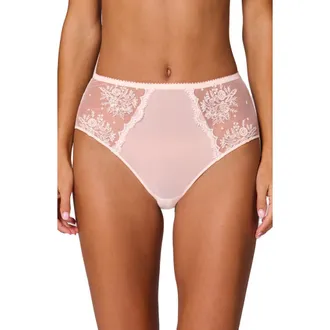 Simone P&eacute;r&egrave;le Intrigue Floral Embroidered Briefs in Sakura Pink at Nordstrom, Size X-Large