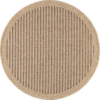 Nazar Rugs Alfombra de interior/exterior con aspecto de yute marr&oacute;n di&aacute;metro 160