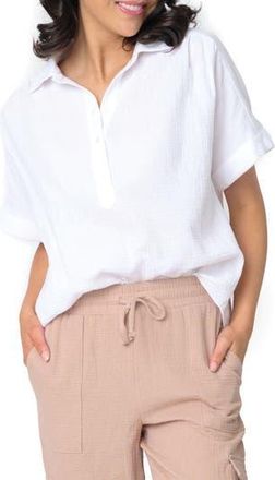 Gibsonlook All Day Cotton Gauze Popover Shirt in Salt at Nordstrom Rack, Size Xx-Small