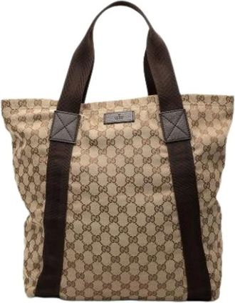 Gucci Pre-owned Tote Bags, female, Beige, Size: ONE SIZE Pre-owned Fabric Tote