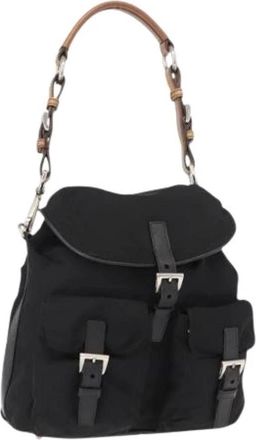 Prada Pre-owned Vintage Nylon Rugzak - Dames - Vintage Rugzakken - Zwart - ONE Size - Nylon - Vintage