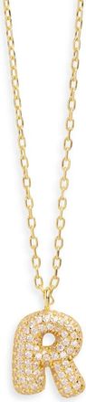 Argento Vivo Cubic Zirconia Bubble Inital Pendant Necklace in Gold - R at Nordstrom