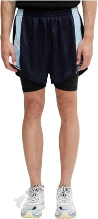 Martine Rose Shorts met streepdetail - Heren - Korte Broeken - Blauw - L - Polyester - Korte Broeken