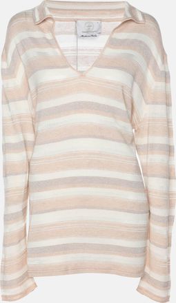 Marina Rinaldi Voyage By Marina Rinaldi Peach/metallic Stripe Stretch Knit Sweatshirt