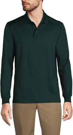 Lands End School Uniform Long Sleeve Rapid Dry Polo Shirt in Evergreen at Nordstrom, Size Small