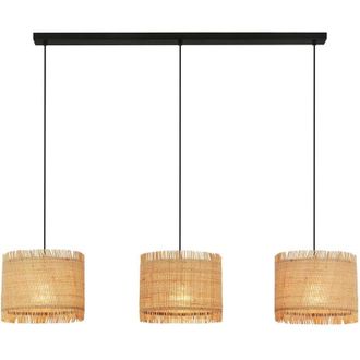 Briloner Lampada a sospensione Briloner Borra, paralume in paglia, 3 luci, stile boho, attacco E27, naturale, 110 x 25 x 120 cm