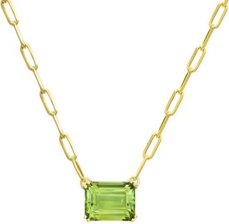 Diamond2Deal 925 Sterling Silver Vermeil Peridot Pendant Necklace 18