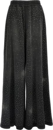 Giuseppe Di Morabito Rhinestone Joggers - Dames - Wijde Broeken - Zwart - 2XS - Katoen - Broeken