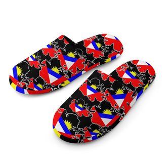 Generic An1tigua And Barbuda Map Flag Mens Cozy Memory Foam Slippers Warm Cotton House Shoes Comfy Slipper for Indoor Outdoor