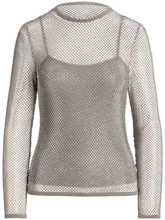 Ralph Lauren Collection crystal-embellished long-sleeve top - Grey