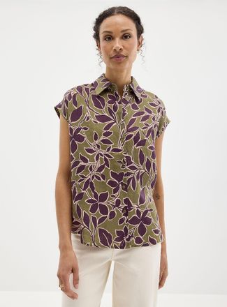 Contemporaine Womens Luxuriant pure linen cap-sleeve shirt