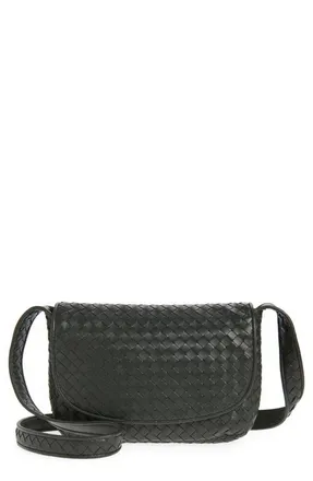 Bottega Veneta Veneto Intrecciato Leather Messenger Bag in Dark Green/silver at Nordstrom