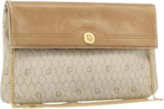 Dior Pre-owned Clutches, female, Beige, Size: ONE SIZE Pre-owned Vintage Honeycomb Canvas Shoulder Bag