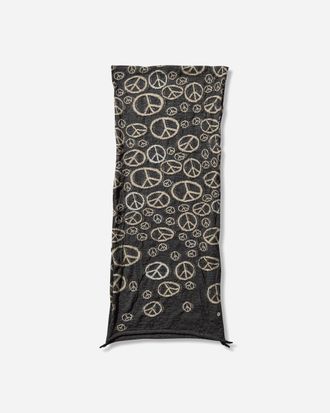 KAPITAL Fulling Wool Peace Mark Happy Scarf Black