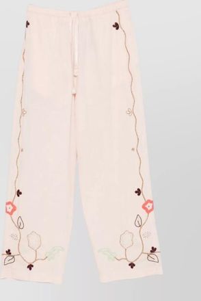 Forte_Forte cotton trousers wide leg embroidered design